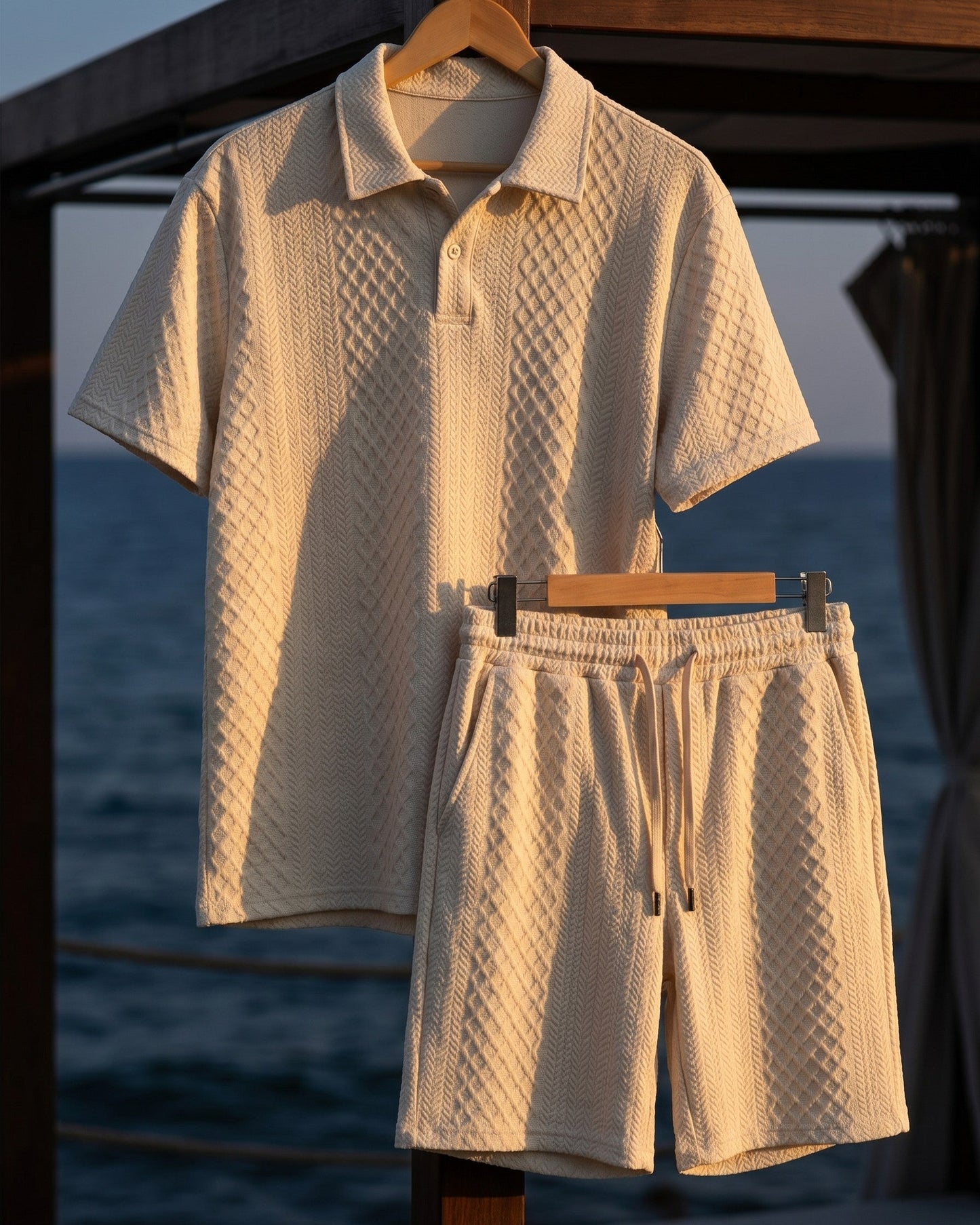Marcello Textured Polo and Shorts Set
