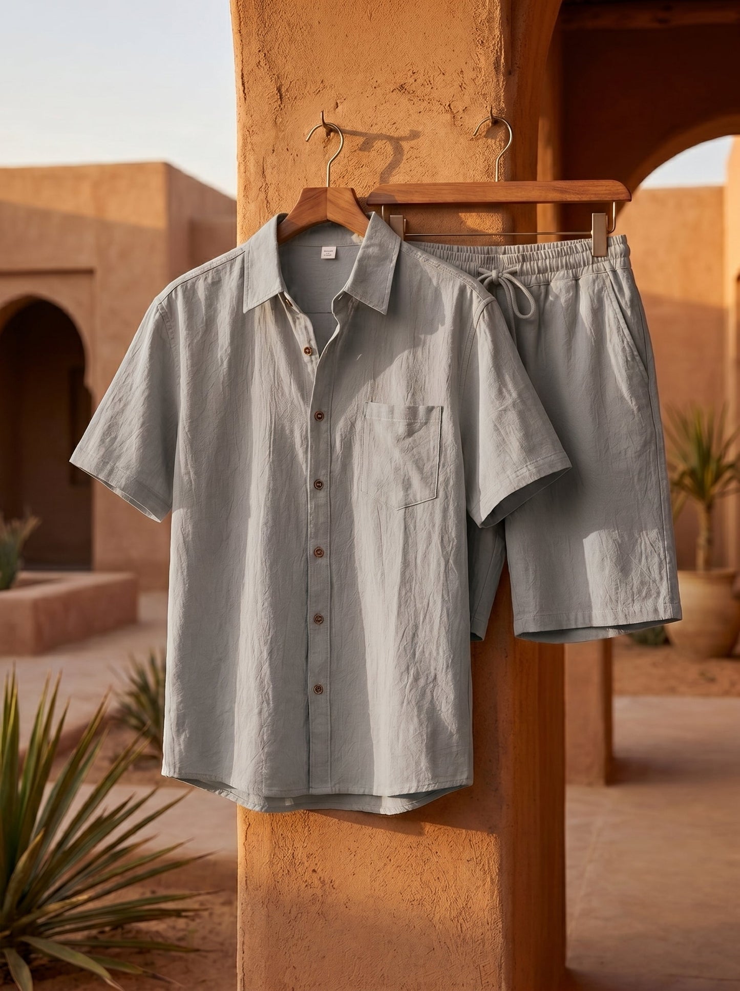 Xavier Linen-Blend Short-Sleeve Set